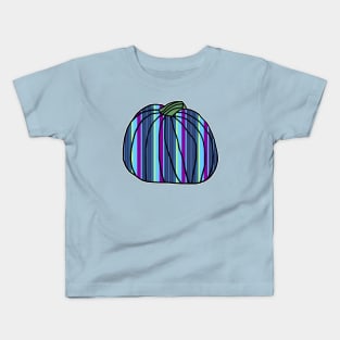 Halloween Horror Pumpkin Mostly Blue Stripes Kids T-Shirt